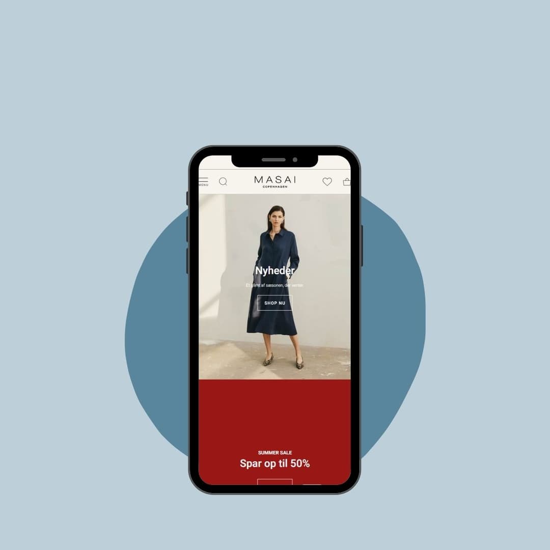 Masai's webshop on a mobile phone