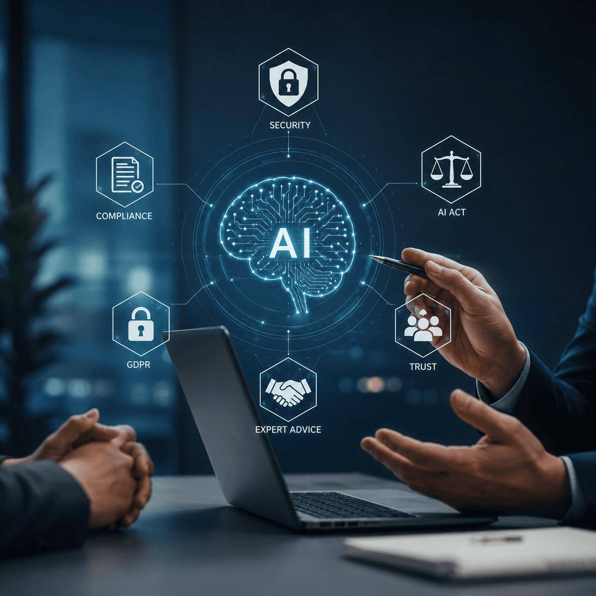 AI-generated image depicting the security and governance aspects of AI solutions
