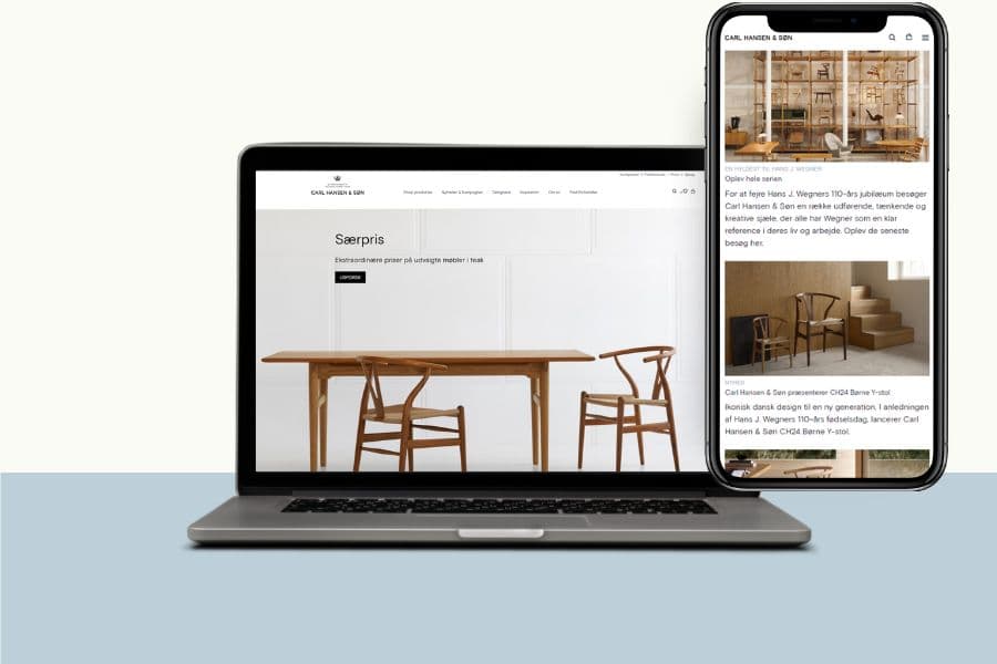 Screenshot of Carl Hansen & Son's website on desktop and mobile